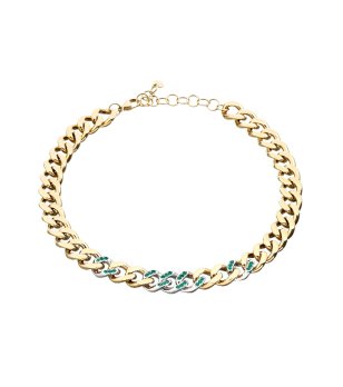 Златисто колие с зелени кристали  снимка