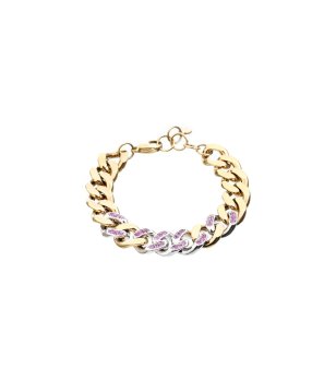 Дамска златиста гривна с розови камъни Chiara Ferragni снимка