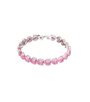 Сребриста дамска гривна с розови сърцевидни кристали Chiara Ferragni снимка