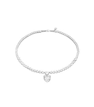 Дамско сребристо колие с бял цирконий  снимка