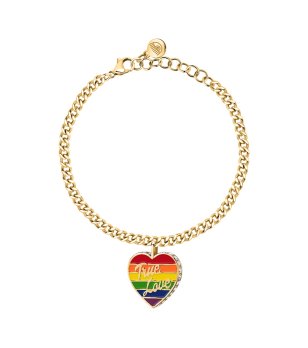 Златиста дамска гривна с цветна сърцевидна висулка Chiara Ferragni снимка
