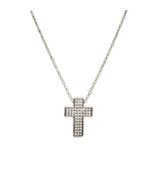 Дамско сребристо колие с кръст  снимка