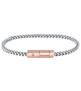 Мъжка гривна от неръждаема стомана в сребристо и розово златисто Maserati снимка