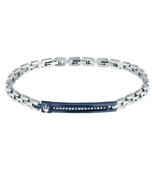 Мъжка сребриста гривна с тъмносин елемент Maserati снимка