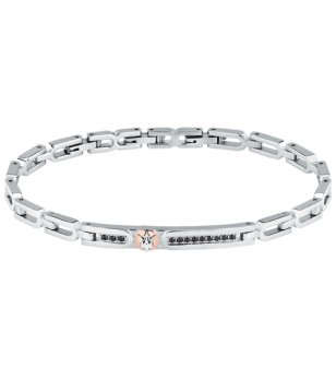 Мъжка сребриста гривна с черни кристали MASERATI  снимка