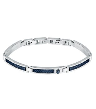 Мъжка сребриста гривна със син детайл Maserati снимка