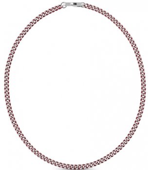 Мъжко колие в червено и сребристо  снимка