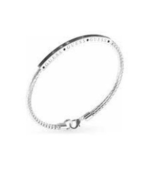 Сребриста мъжка гривна от неръждаема стомана Guess снимка