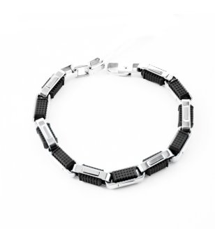 Мъжка гривна в сребристо и черно Morellato снимка