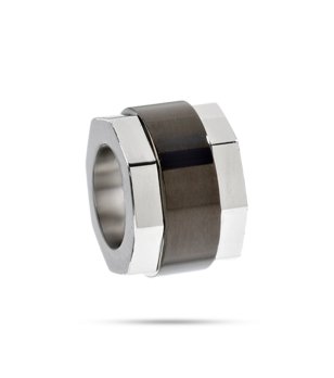Мъжки стоманен пръстен в сребристо и черно Sector снимка