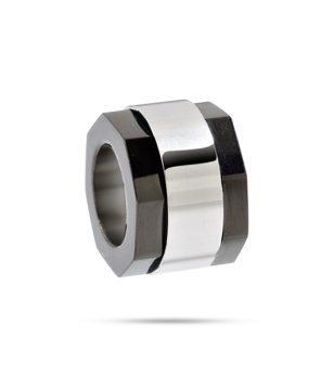 Мъжки стоманен пръстен в сребристо и черно Sector снимка