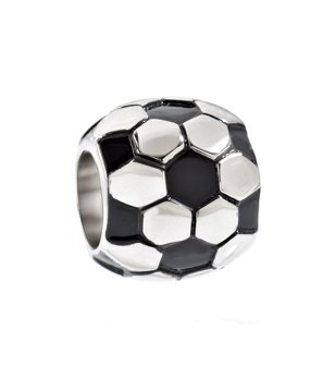 Стоманено мънисто Sector във форма на футболна топка в сребристо и черно снимка