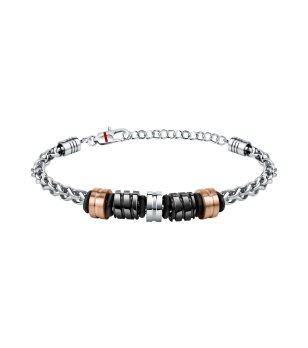 Мъжка стоманена гривна в сребристо, черно и розово злато Sector снимка