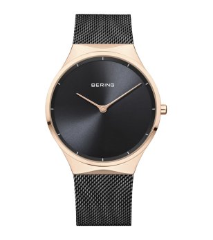 Черен унисекс часовник с мрежеста верижка BERING снимка