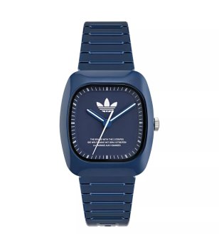 Унисекс син часовник с квадратен корпус  снимка