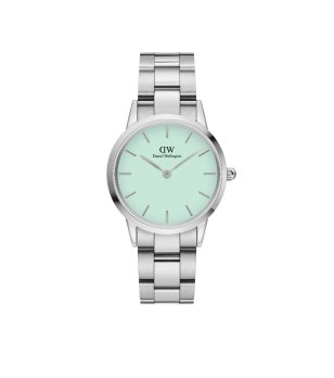 Дамски сребрист часовник с циферблат в цвят мента снимка