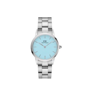 Дамски сребрист часовник с пастелносин циферблат снимка