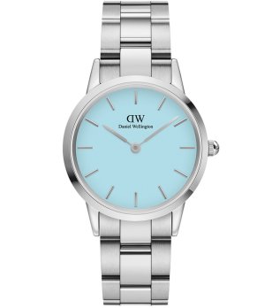 Дамски сребрист часовник с пастелносин циферблат снимка