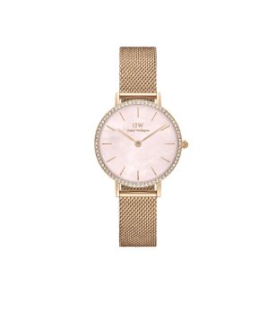 Дамски розовозлатист часовник с метална верижка снимка