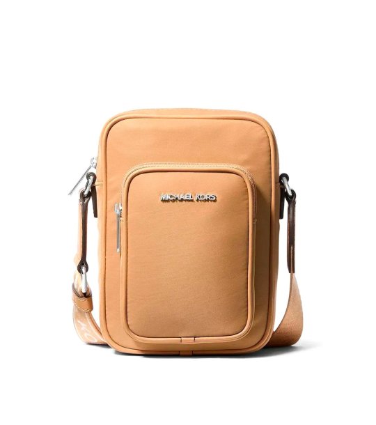 Дамска бежова чанта през рамо  снимка