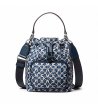 Синя дамска чанта с принт-0 снимка