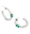 Сребристи дамски обеци тип халки с зелени кристали-0 снимка