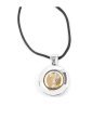 Дамско колие с черен шнур и кръгъл медальон -1 снимка