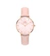 Дамски розов часовник с каишка от естествена кожа -0 снимка