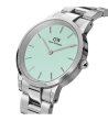 Дамски сребрист часовник с ментов циферблат-1 снимка