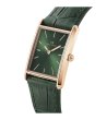 Дамски часовник в златисто и зелено с правоъглен корпус-1 снимка