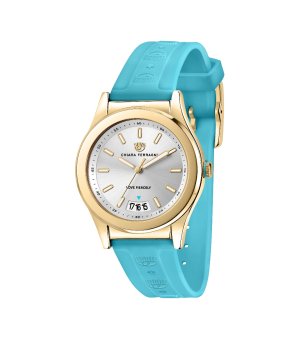 Дамски часовник в златисто и светлосиньо снимка