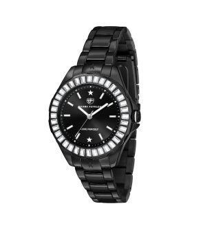 Дамски черен часовник с метална верижка снимка