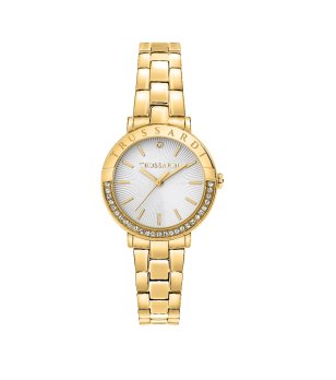 Златист дамски часовник с бял циферблат снимка