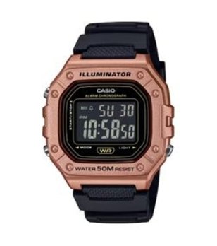 Унисекс черен дигитален часовник с кафява каса  снимка