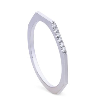 Посребрен пръстен с бели циркони  снимка