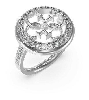 Дамски сребрист пръстен с кристали  снимка