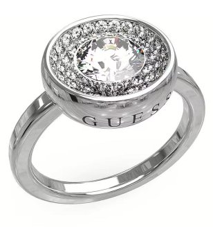 Сребрист дамски пръстен с кристали размер 52 снимка