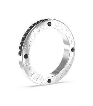 Сребрист мъжки пръстен с черни камъни  снимка