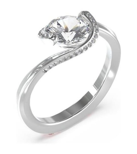 Сребрист дамски пръстен с кристал  снимка