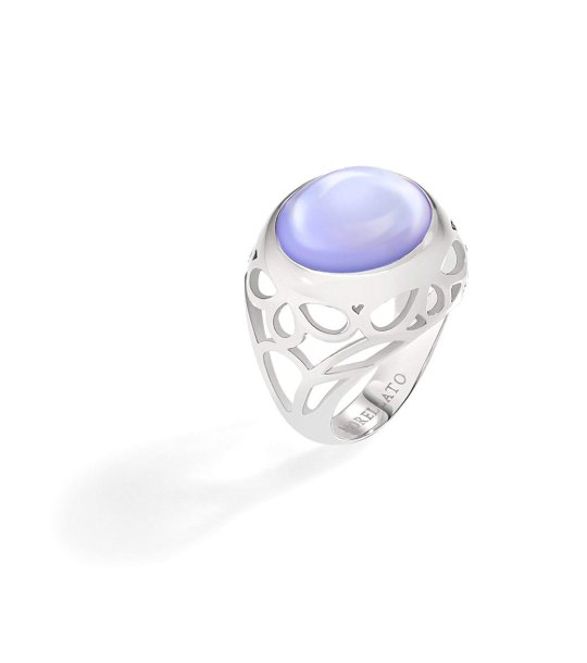 Дамски сребрист пръстен с лилав камък размер 12 снимка