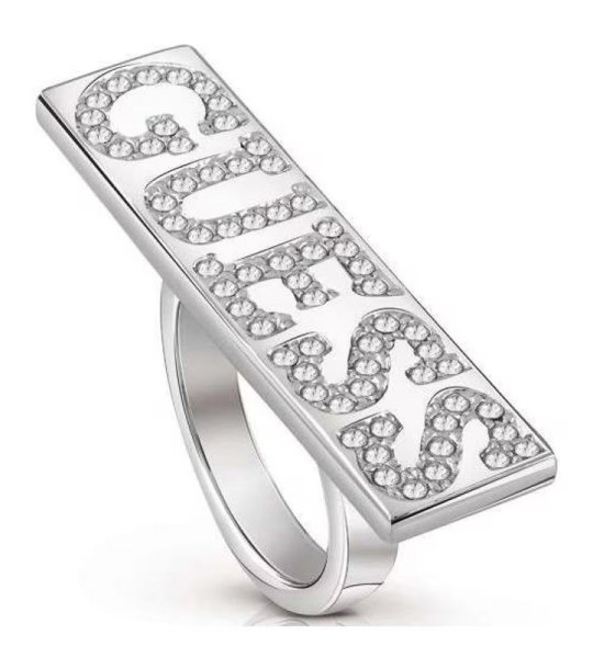 Сребрист дамски пръстен с кристали  снимка