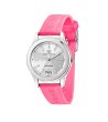 Дамски сребрист часовник с розова силиконова каишка -0 снимка