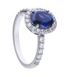 Посребрен пръстен с овален син цирконий -0 снимка
