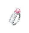 Сребрист дамски пръстен с розов камък FIRST LOVE RING размер 16азмер 16-0 снимка