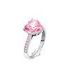 Сребрист пръстен с розов камък сърце FIRST LOVE размер 18 -0 снимка