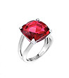 Дамски сребрист пръстен с червен кристал размер 14-0 снимка