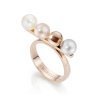 Дамски розовозлатист пръстен с перли размер 12-0 снимка