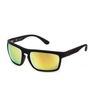 Мъжки слънчеви очила с черна рамка и огледални лещи  снимка