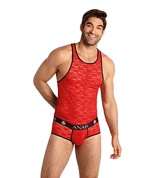 Червени боксерки с широк ластик и дантела снимка