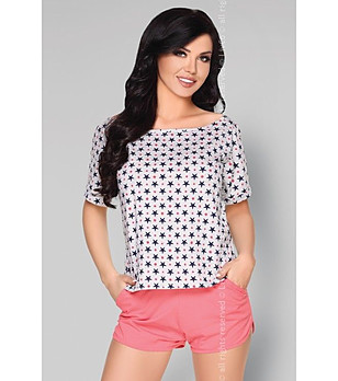 Памучна дамска пижама в сиво и розово Nakato снимка